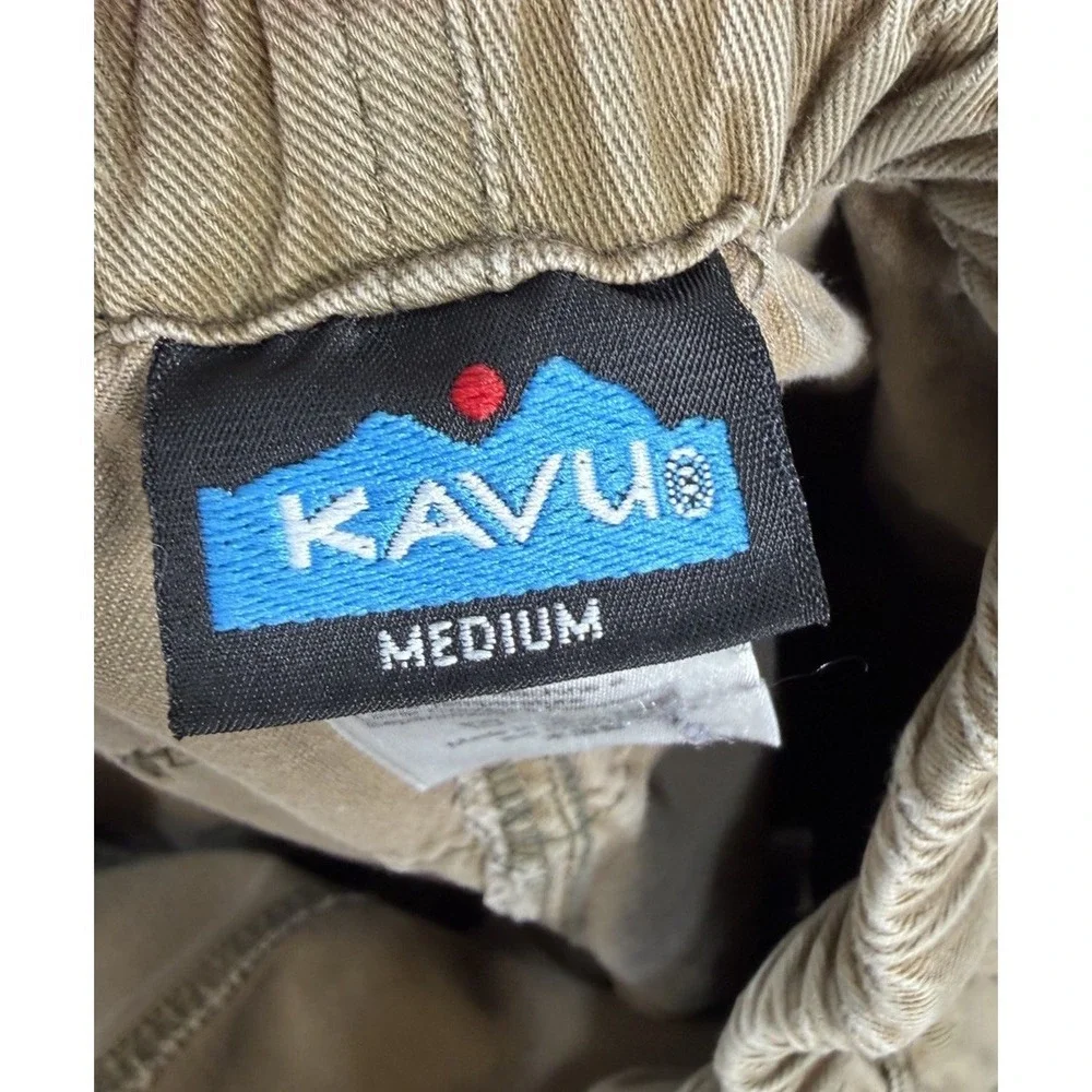 VTG KAVU Pants Men's Sz Medium Belted Canvas Cotton Hike Climb Brown USA Made